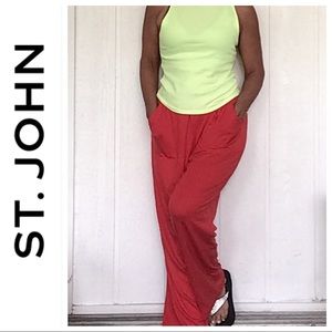 ST. JOHN SPA RED JERSEY KNIT LOUNGE PANTS SIZE MEDIUM
